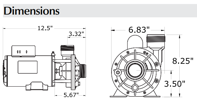 1/12 hp circ pump dimensions 