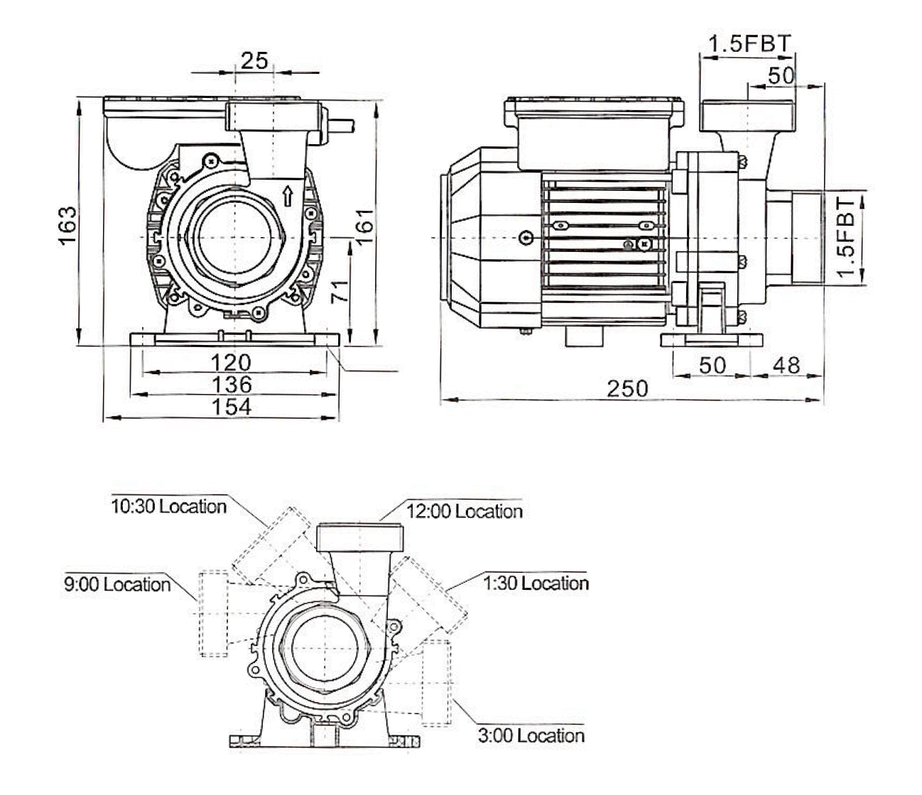 LX WE14 Spa Circulation Pump - 1 Speed - 240V - 1.5"