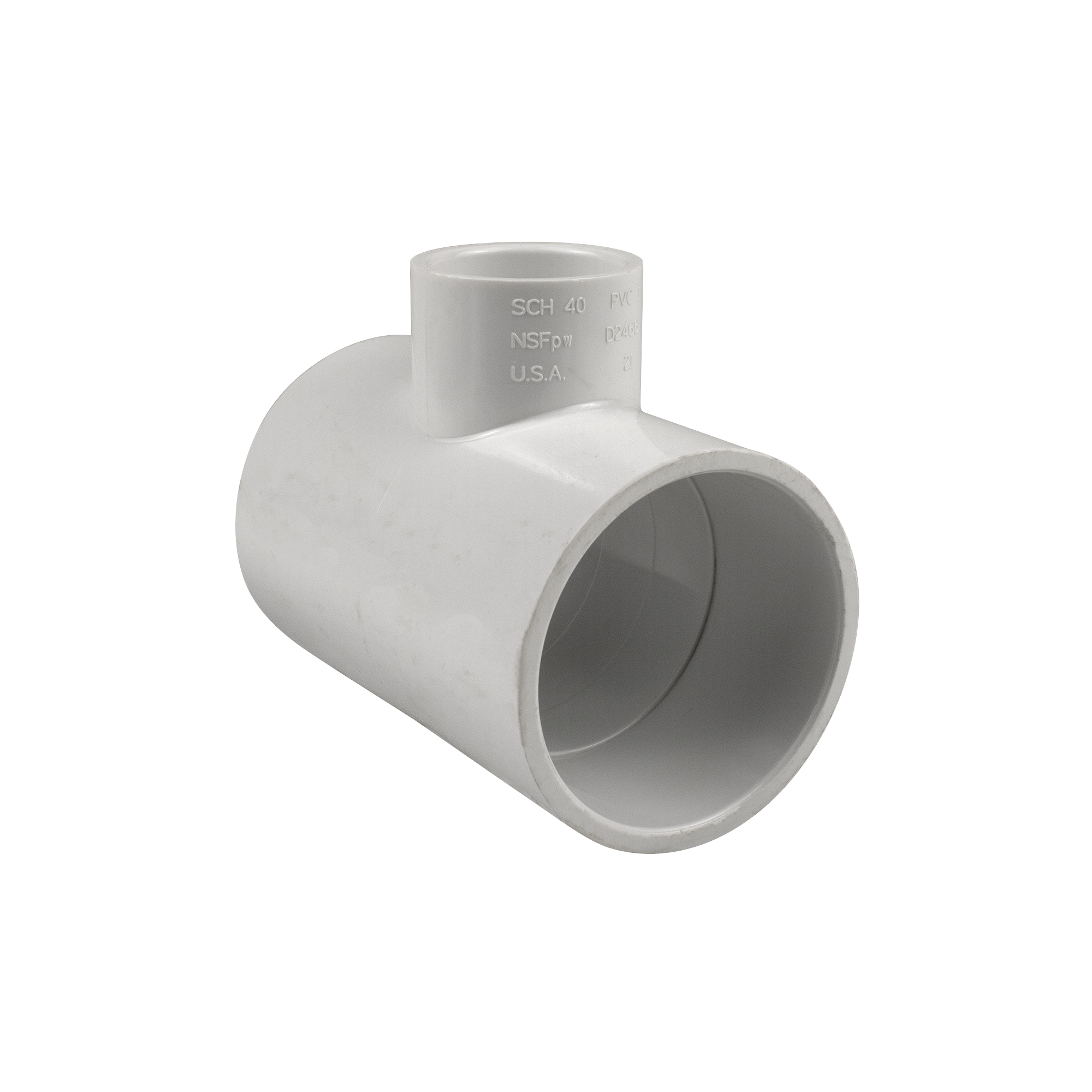 PVC Tee - 2\" x 2\" x 1\" Slip - White