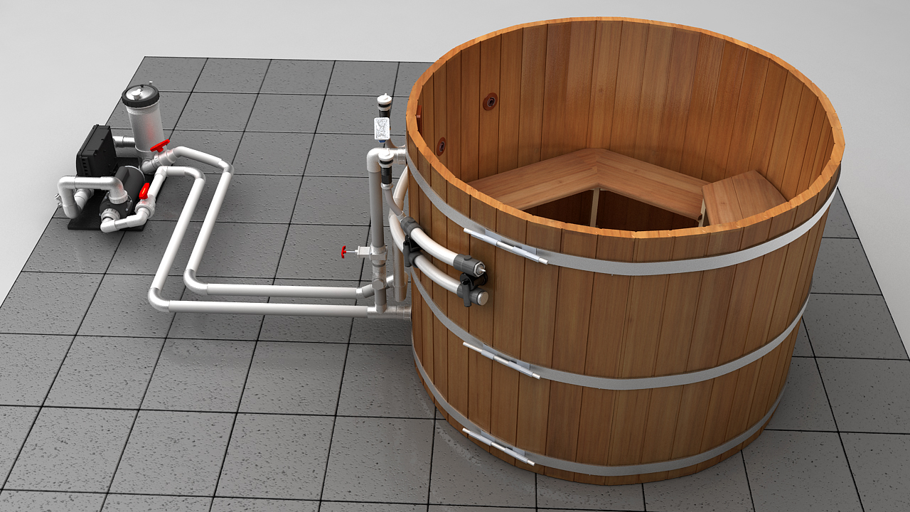 4 Person Wood Hot Tub - Electric Heater with jets eBay
