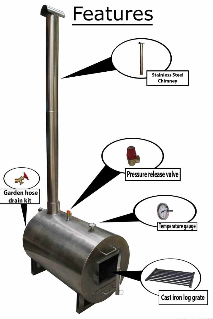 Wood Fired Hot Tub Heater - Wood Fired Pool Heater - Small 35,000 BTU