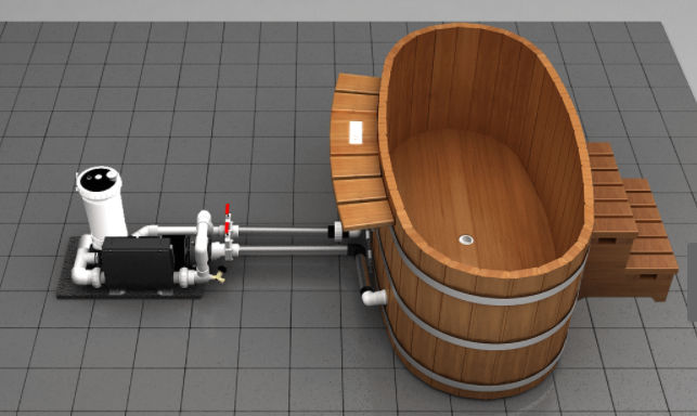 Japanese Wood Ofuro Soaking Tub for 2 - Electric Heater