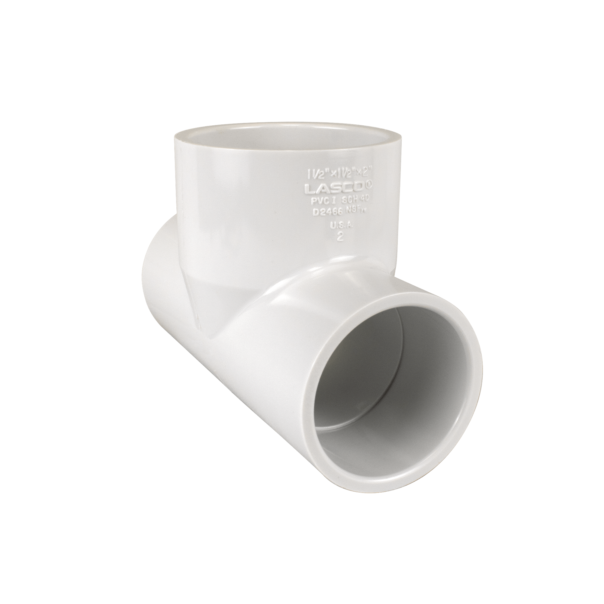 PVC Reducer Tee - 1.5\" x 2\" x 1.5\" - White