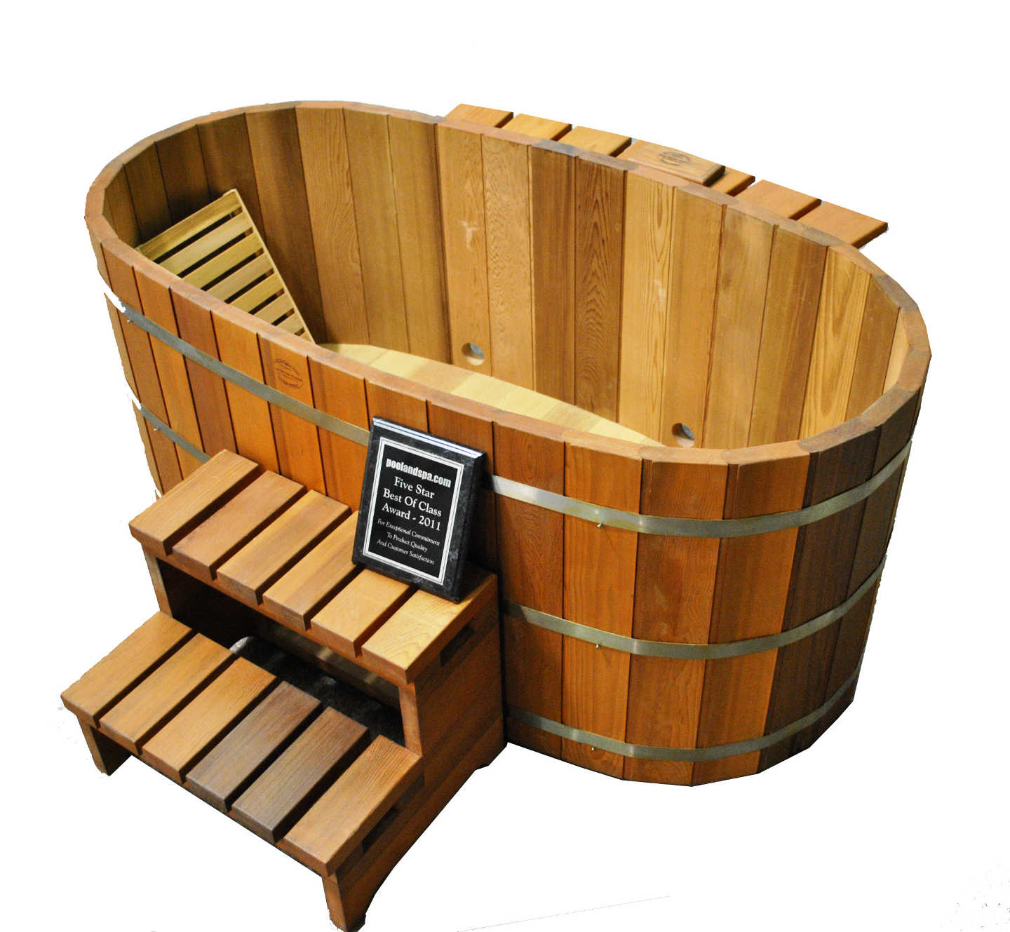 Japanese Wood Ofuro Soaking Tub for 2 - Air to Water Heat Pump