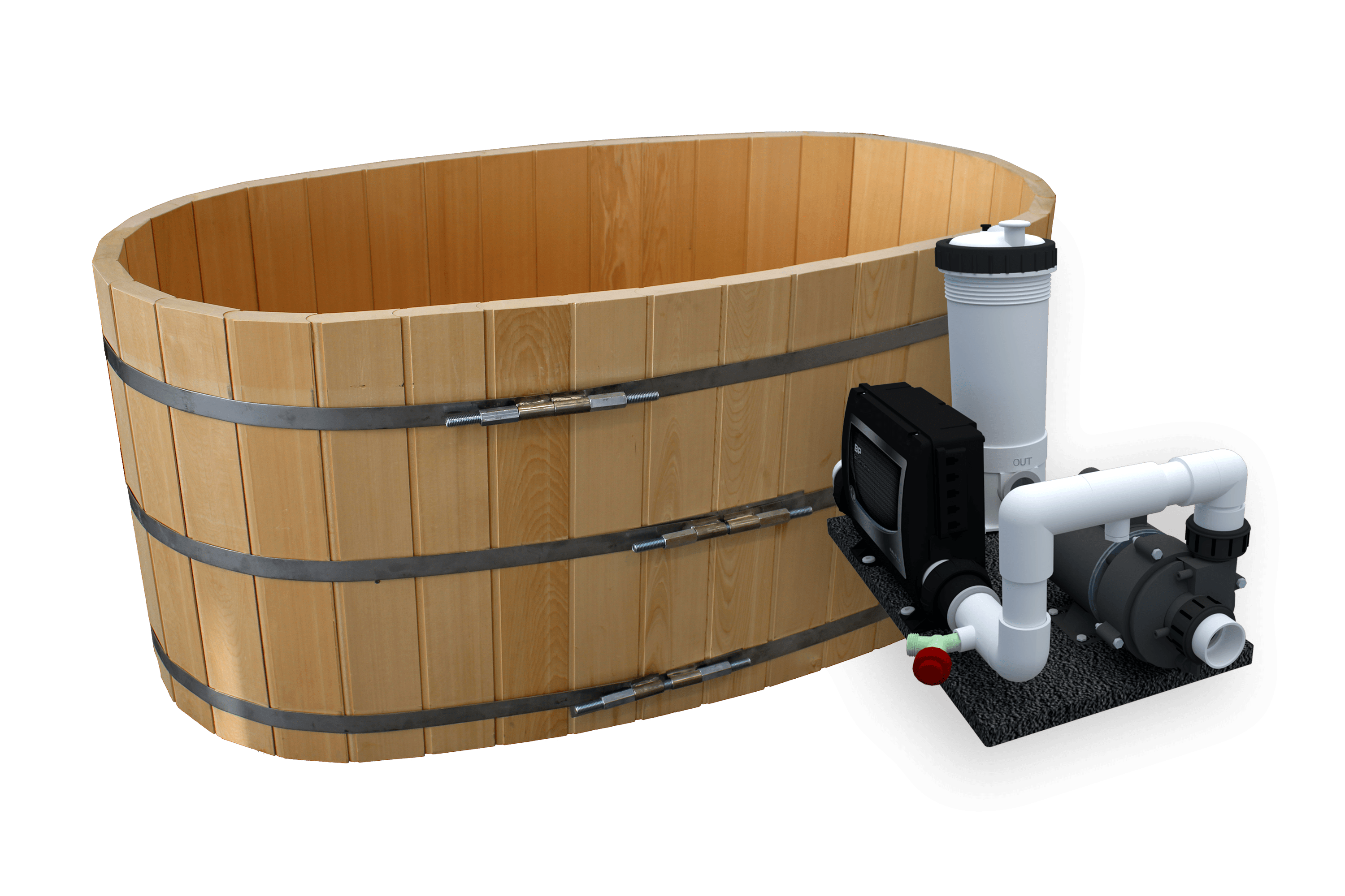 Yellow Cedar Wood Ofuro Soaking Tub for 2 Electric Heater Yellow